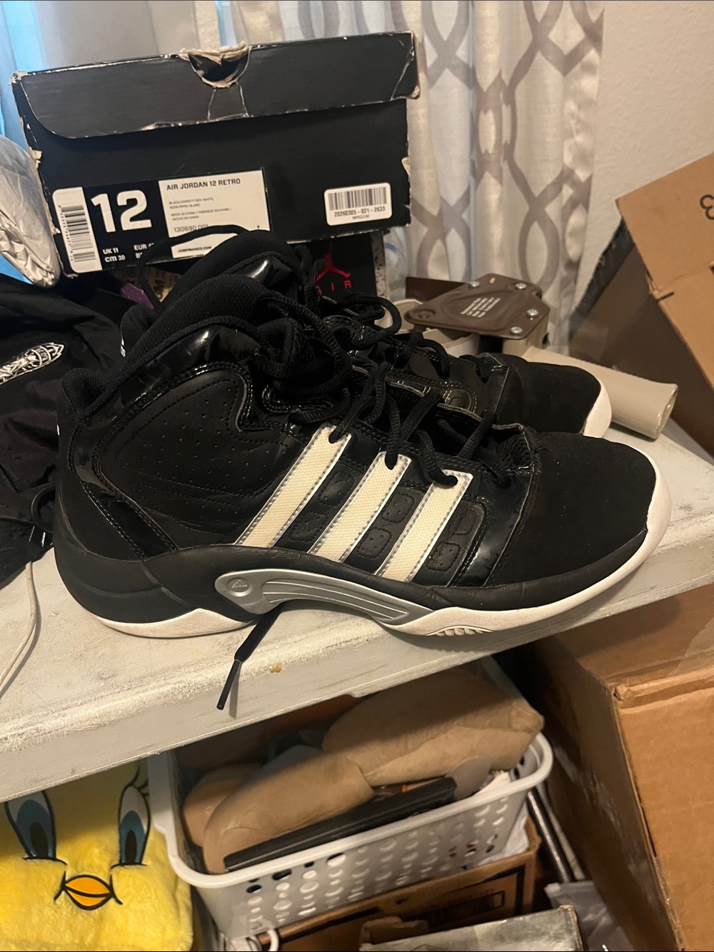 adidas Men’s Black and White High-Top Athletic Shoes
